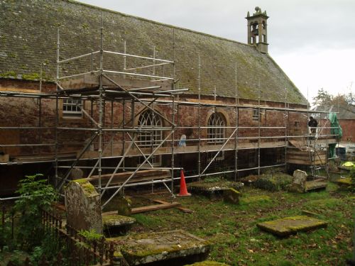 East Church south wall with harling removed